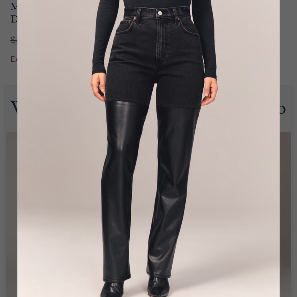 Abercrombie & Fitch The 90’s Straight Ultra High Rise Jean & Leather